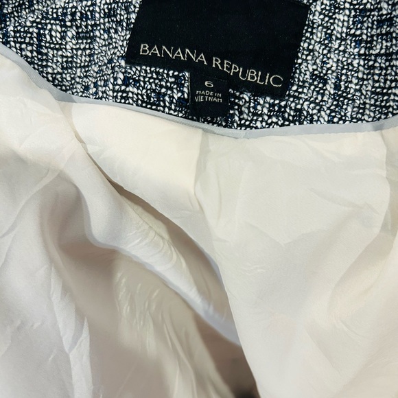 Banana Republic Navy & White Raw hem Tweed blazer/jacket size 6 - Picture 12 of 14
